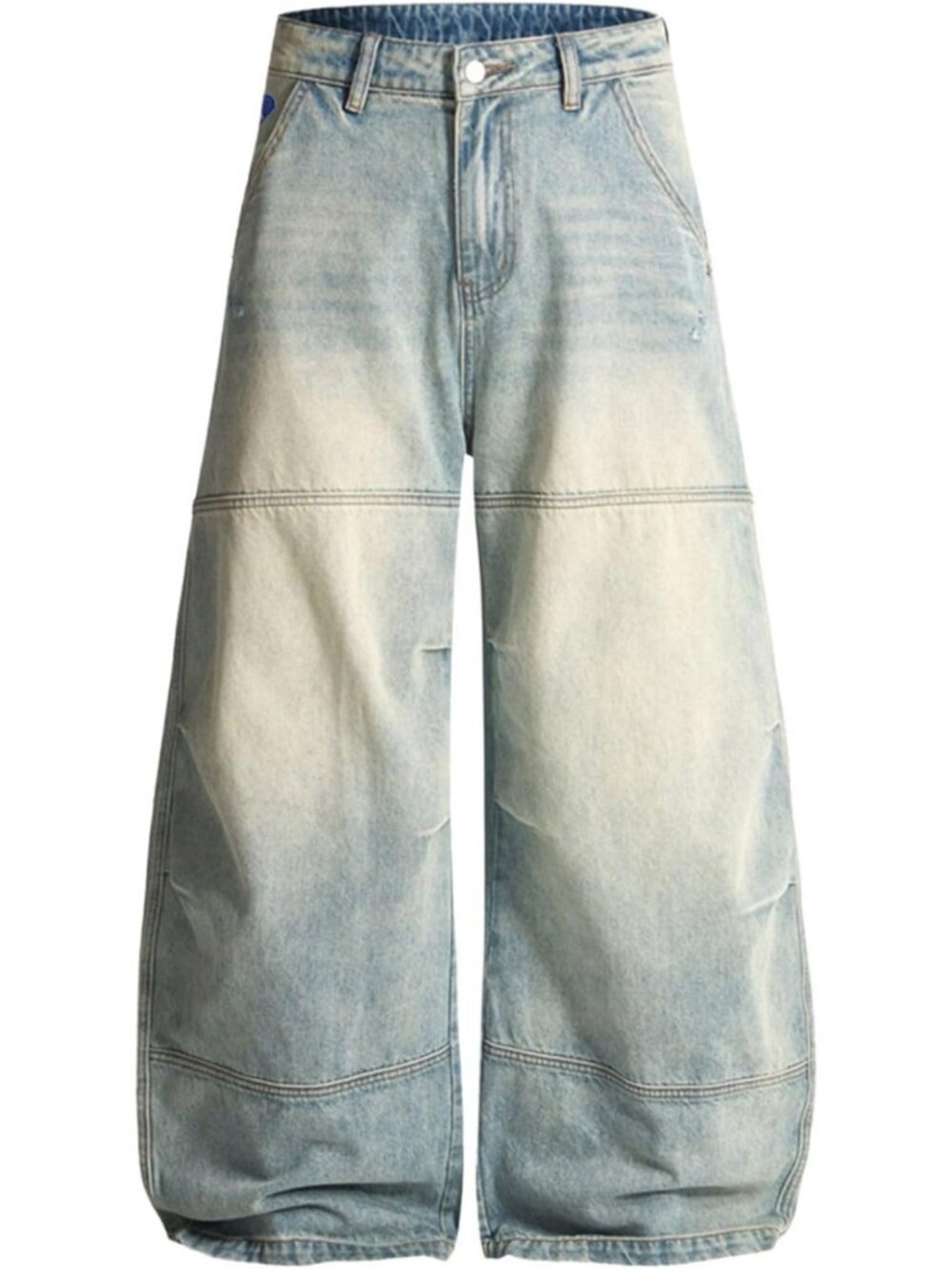 Aelfric Eden Washed Panel Baggy Barrel Jeans Men's Wide Leg Denim Jeans Retro